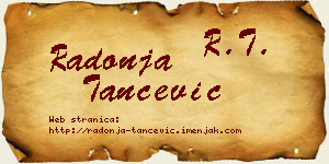Radonja Tančević vizit kartica